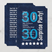 ÜBERRASCHUNG 30. Geburtstag Blaue weiße Sterne R60 Einladung (Vorne/Hinten)