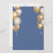 Überraschung 30. Geburtstag Blue und Gold Balloons Einladung (Rückseite)
