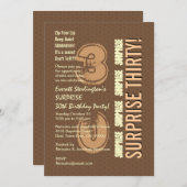 ÜBERRASCHUNG 30. Geburtstag Braun Tan Elfenbein V8 Einladung (Vorne/Hinten)