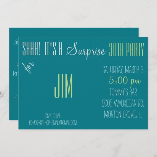 Überraschung 30. Geburtstag Einladung (Vorne/Hinten)