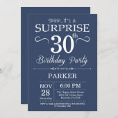 Überraschung 30. Geburtstag Einladung Blau und Wei (Vorne/Hinten)