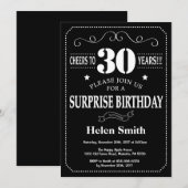 Überraschung 30. Geburtstag Einladung Chalkboard (Vorne/Hinten)