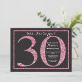 Überraschung 30. Geburtstag Einladung Pink Glitzer (Stehend Vorderseite)