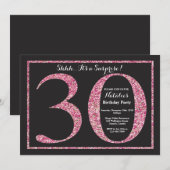 Überraschung 30. Geburtstag Einladung Pink Glitzer (Vorne/Hinten)