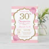 Überraschung 30. Geburtstag Einladung Rosa und Gol (Stehend Vorderseite)