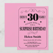 Überraschung 30. Geburtstag Einladung Schwarz und  (Vorne/Hinten)