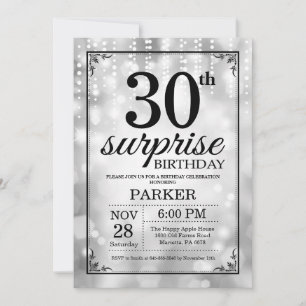 Überraschung 30. Geburtstag Einladung Silberner Gl