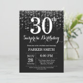 Überraschung 30. Geburtstag Einladung Silberner Gl (Stehend Vorderseite)