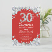 Überraschung 30. Geburtstag Einladung Silver Diamo (Stehend Vorderseite)