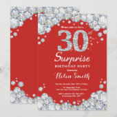 Überraschung 30. Geburtstag Einladung Silver Diamo (Vorne/Hinten)