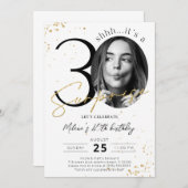 Überraschung 30. Geburtstag Gold Einladung mit Fot (Vorne/Hinten)