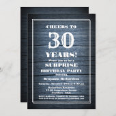 Überraschung 30. Geburtstag Land Holz Party Einladung (Vorne/Hinten)