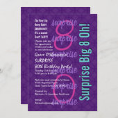 ÜBERRASCHUNG 30. Geburtstag Lila Pink Blue F218 Einladung (Vorne/Hinten)