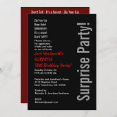 ÜBERRASCHUNG 30. Geburtstag Modernes Schwarz-weiße Einladung (Vorne/Hinten)