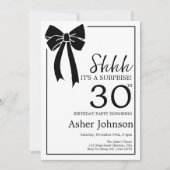 Überraschung 30. Geburtstag Party Black Bow Coquet Einladung (Vorderseite)