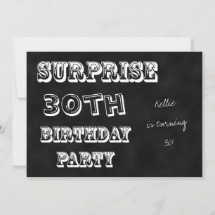 Überraschung 30. Geburtstag Party Einladung Chalkb