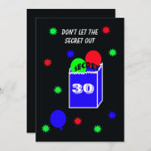 Überraschung 30. Geburtstag Party Einladung SECRET (Vorne/Hinten)