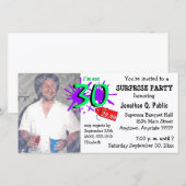 Überraschung 30. Geburtstag Party Foto Einladung (Vorne/Hinten)