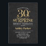 Überraschung 30. Geburtstag Party - Gold Black Einladung<br><div class="desc">Rustikale Überraschung 30. Geburtstag Feier Einladung. Elegantes Design in schwarzer Tafel und Imitaten Glitzer goldenes Muster. Funktioniert mit elegantem Script-Schriftart. Nachricht,  wenn Sie weitere Anpassungen benötigen.</div>