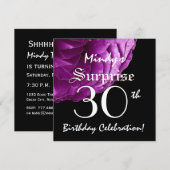 ÜBERRASCHUNG 30. Geburtstag Party Lila Rose W064 Einladung (Vorne/Hinten)