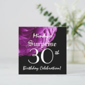 ÜBERRASCHUNG 30. Geburtstag Party Lila Rose W064 Einladung (Stehend Vorderseite)