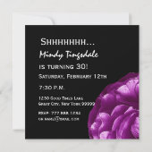 ÜBERRASCHUNG 30. Geburtstag Party Lila Rose W064 Einladung (Rückseite)