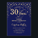 Überraschung 30. Geburtstag Party - Navy Blue Gold Einladung<br><div class="desc">Überraschung 30. Geburtstag Party Einladung. Elegantes Design in Marineblau und Imitat Glitzer Gold. Enthält Skript-Schriftart und Diamanten Konfetti. Feiert bis 30 Jahre! Nachricht,  wenn Sie weitere Anpassungen benötigen.</div>
