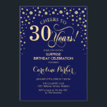 Überraschung 30. Geburtstag Party - Navy Blue Gold Einladung<br><div class="desc">Überraschung 30. Geburtstag Party Einladung. Elegantes Design in Marineblau und Imitat Glitzer Gold. Enthält Skript-Schriftart und Diamanten Konfetti. Feiert bis 30 Jahre! Nachricht,  wenn Sie weitere Anpassungen benötigen.</div>