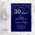Überraschung 30. Geburtstag Party - Navy Blue Silv Einladung<br><div class="desc">Überraschung 30. Geburtstag Party Einladung. Elegantes Design in Marineblau und Imitate Glitzer Silber. Enthält Skript-Schriftart und Diamanten Konfetti. Feiert bis 30 Jahre! Nachricht,  wenn Sie weitere Anpassungen benötigen.</div>