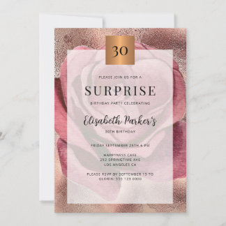 Überraschung 30. Geburtstag Party Rose Gold Glitze Einladung