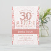 Überraschung 30. Geburtstag Party - Rose Gold Weiß Einladung (Stehend Vorderseite)
