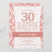 Überraschung 30. Geburtstag Party - Rose Gold Weiß Einladung (Vorne/Hinten)