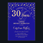 Überraschung 30. Geburtstag Party - Royal Blue Gol Einladung<br><div class="desc">Überraschung 30. Geburtstag Party Einladung. Elegantes Design in Saphir königsblau und Imitate Glitzer Gold . Enthält Skript-Schriftart und Diamanten Konfetti. Feiert bis 30 Jahre! Nachricht,  wenn Sie weitere Anpassungen benötigen.</div>