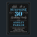 Überraschung 30. Geburtstag Party - Schwarz Blau Einladung<br><div class="desc">Überraschung 30. Geburtstag Party Einladung. Einfaches Design in Schwarz,  Blau und Weiß. Funktioniert mit elegantem Script-Schriftart. Überraschende Feier für Mann oder Frau. Kann in jedem Alter angepasst werden!</div>