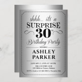Überraschung 30. Geburtstag Party - Silber Einladung (Vorne/Hinten)