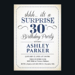 Überraschung 30. Geburtstag Party - Weiße Marine Einladung<br><div class="desc">Überraschung 30. Geburtstag Party Einladung. Einfaches Design in Weiß,  Marineblau und Schwarz. Funktioniert mit elegantem Script-Schriftart. Überraschende Feier für Mann oder Frau. Kann in jedem Alter angepasst werden!</div>