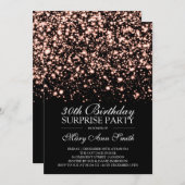 Überraschung 30. Geburtstag Rose Gold Midnight Gla Einladung (Vorne/Hinten)