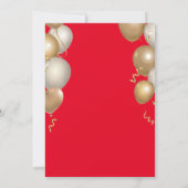 Überraschung 30. Geburtstag Rot und Gold Ballons Einladung (Rückseite)