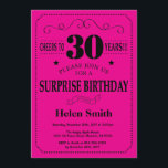 Überraschung 30. Geburtstag Schwarz und Hot Pink Einladung<br><div class="desc">Überraschung 30. Geburtstag Einladung schwarz und Hot Pink Typografie. Hintergrund schwarz und heiß rosa. Erwachsener zum Geburtstag. Männer oder Frauen zum Geburtstag. Kinder Junge oder Mädchen Lady Teen Teenage Bday einladen. 13. 15. 16. 18. 20. 21. 30. 40. 50. 60. 70. 80. 90. Jedes Alter. Für weitere Anpassungen klicken Sie...</div>