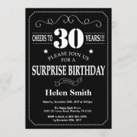 Überraschung 30. Geburtstag Schwarz-Weiß-Tafel