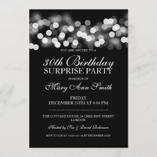 Überraschung 30. Geburtstag Silver Hollywood Glam Einladung