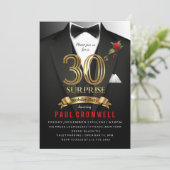 Überraschung 30. Geburtstag Tuxedo Einladung (Stehend Vorderseite)