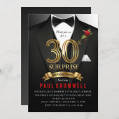 Überraschung 30. Geburtstag Tuxedo Einladung (Vorne/Hinten)