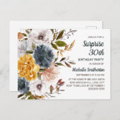 Überraschung 30. Geburtstag Yellow Navy Blauer Flo Postkarte (Vorne/Hinten)