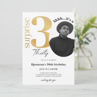 Überraschung 30. Gold Geburtstag Einladung mit Fot