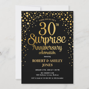 Überraschung 30. Hochzeitstag - Black & Gold Einladung