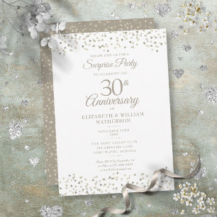 Überraschung 30. Hochzeitstag Herzen Konfetti Einladung