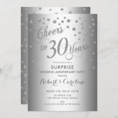 Überraschung 30. Hochzeitstag - Silber Einladung (Vorne/Hinten)