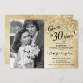 Überraschung 30 Jahre Jubiläum mit Foto - Gold Einladung (Vorne/Hinten)