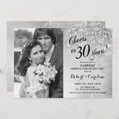Überraschung 30 Jahre Jubiläum mit Foto - Silber Einladung (Vorne/Hinten)